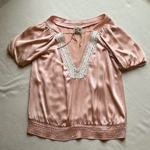 Little Joe Woman by Gail Elliott – Peach Silk Blouse – Size S